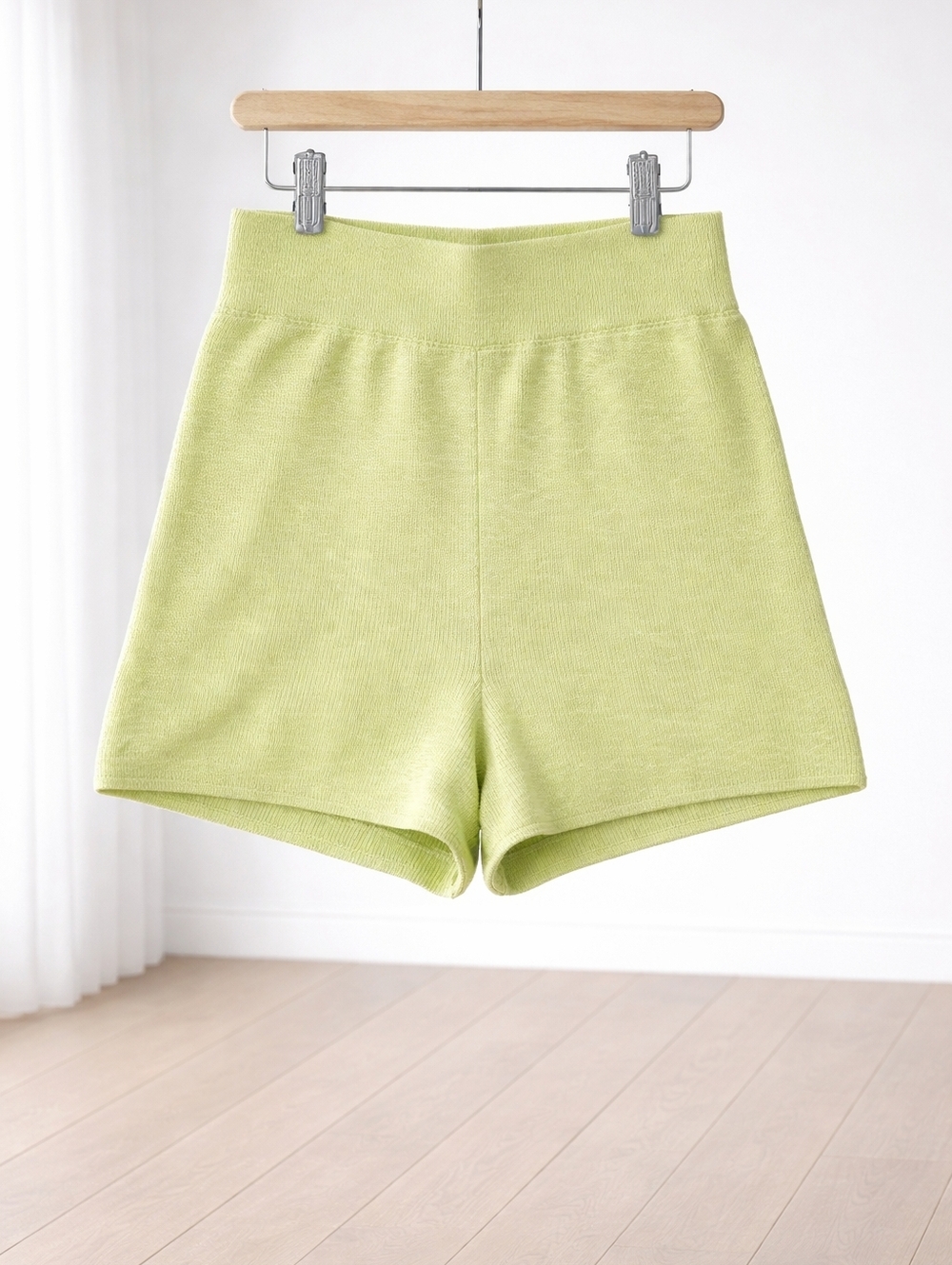 FP Knit High-Waist Lounge Shorts in Light Green